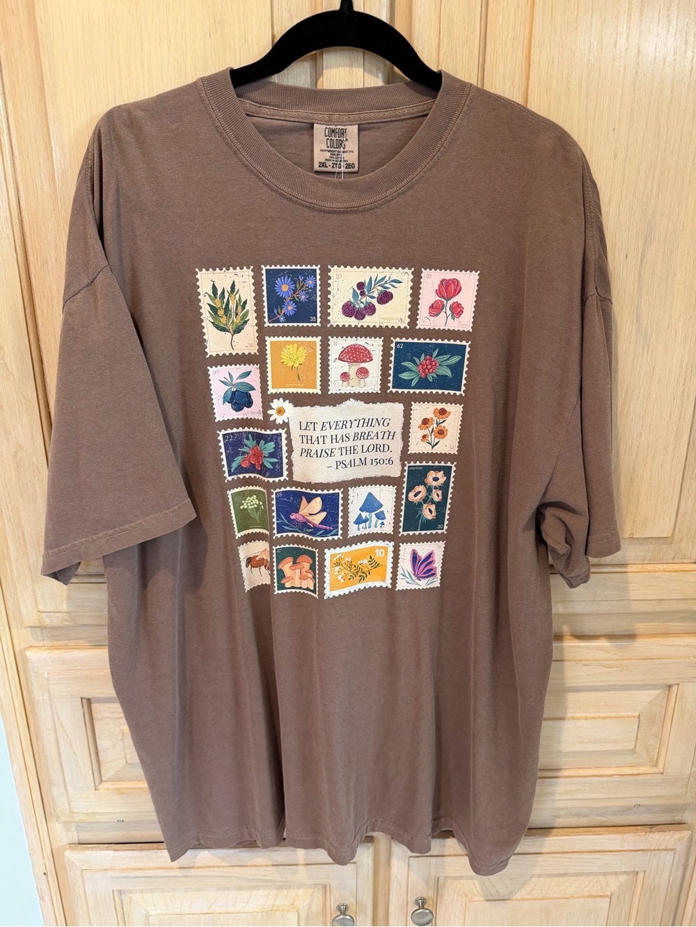 Scripted Pearl Comfort Colors Bible Verse Tee with Colorful floral stamps